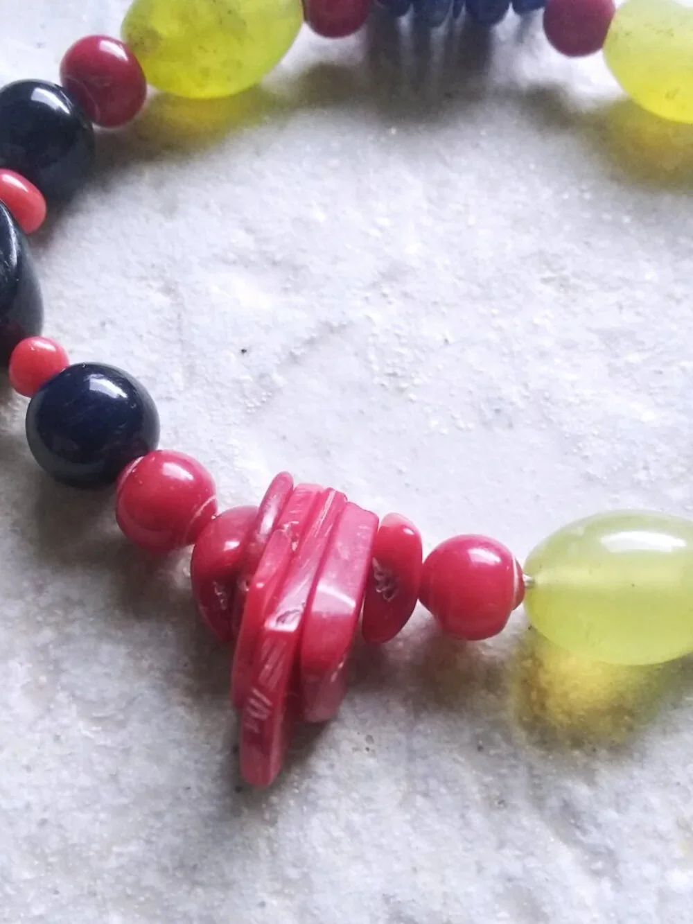 Handmade! Button & Loop Bracelet! Chunky Eclectic Bold Semi-Precious Stone Beads